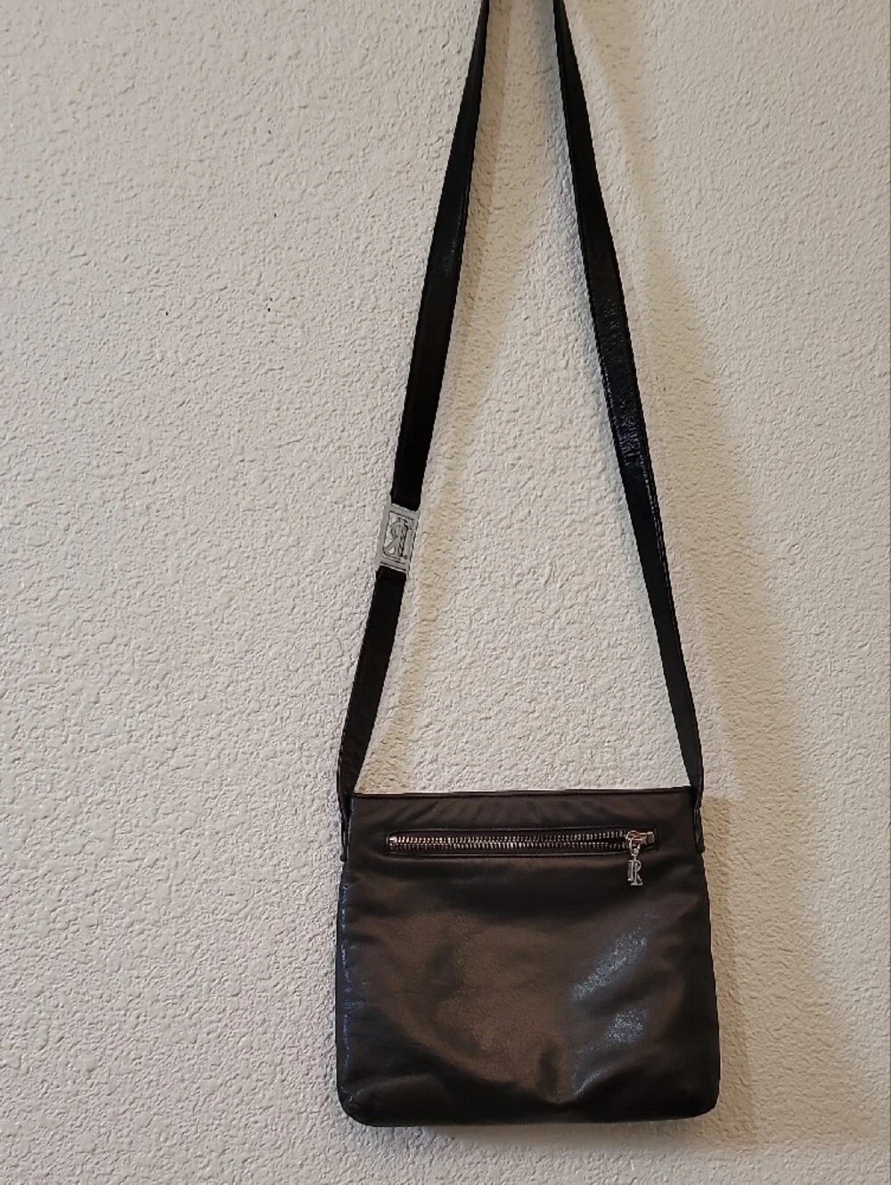 Ralph Lauren Black Leather Messenger Crossbody